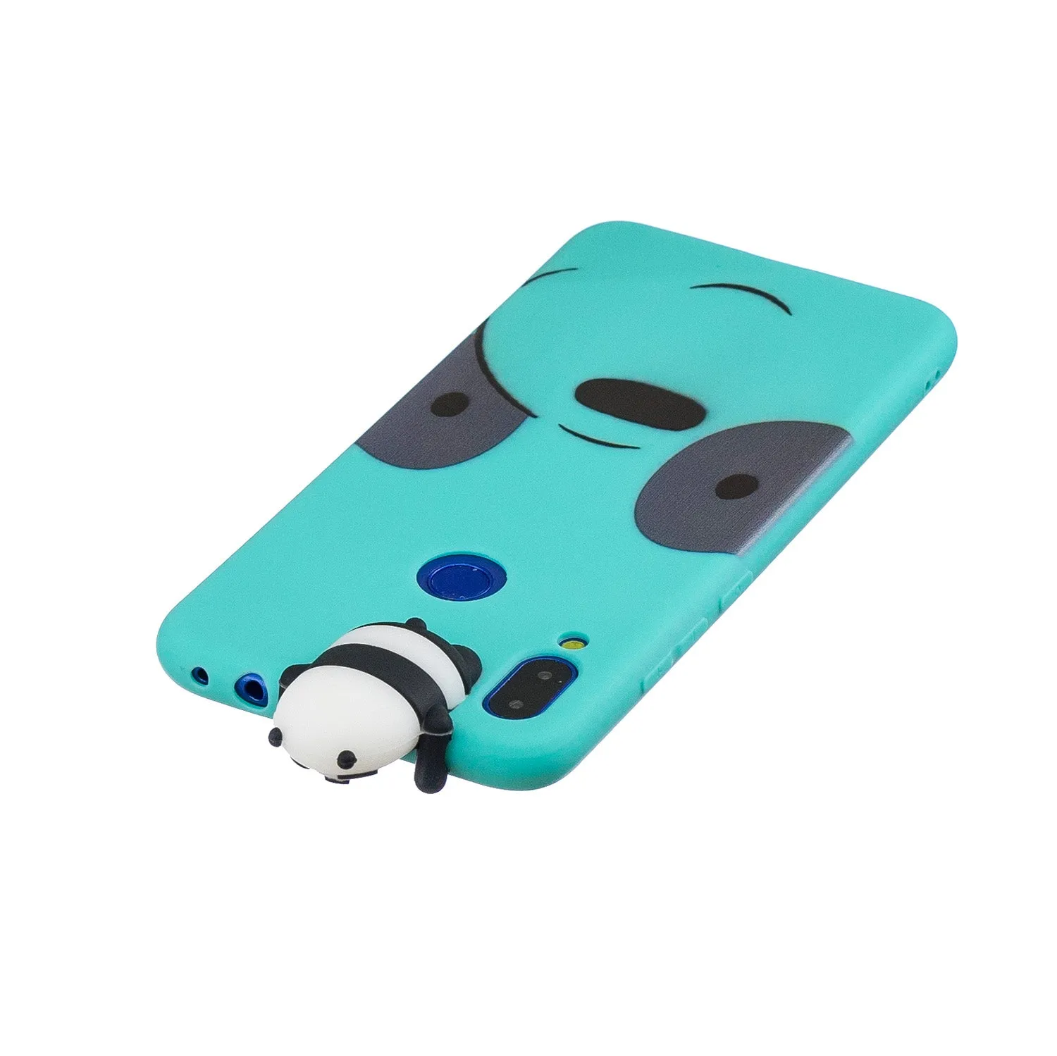 For Redmi NOTE 7 3D Cute Coloured Painted Animal TPU Anti-scratch Non-slip Protective Cover Back Case Light blue