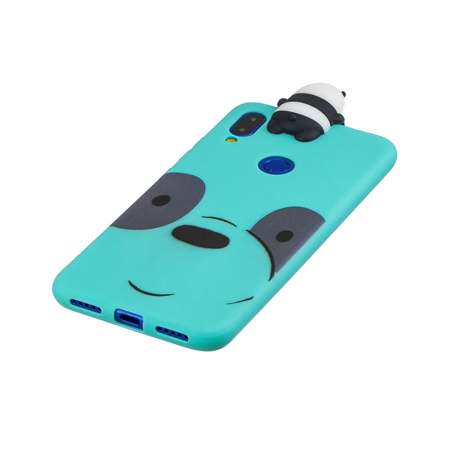 For Redmi NOTE 7 3D Cute Coloured Painted Animal TPU Anti-scratch Non-slip Protective Cover Back Case Light blue