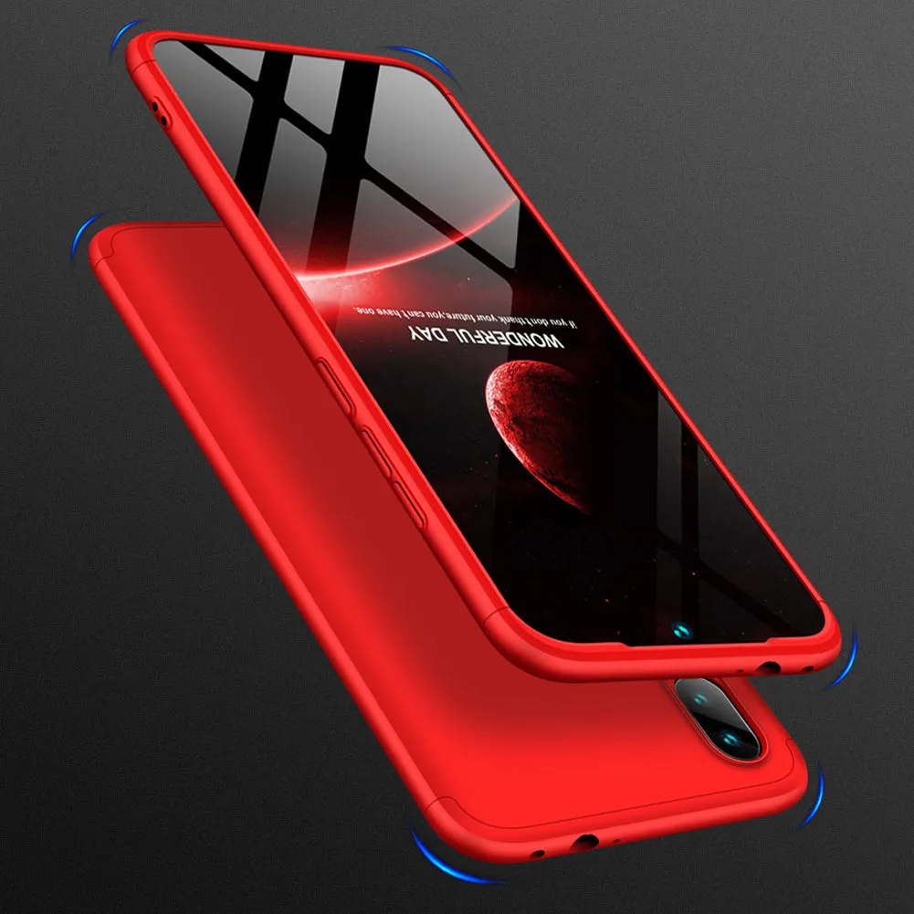 for Redmi NOTE 7 Ultra Slim PC Back Cover Non-slip Shockproof 360 Degree Full Protective Case red_Redmi NOTE 7