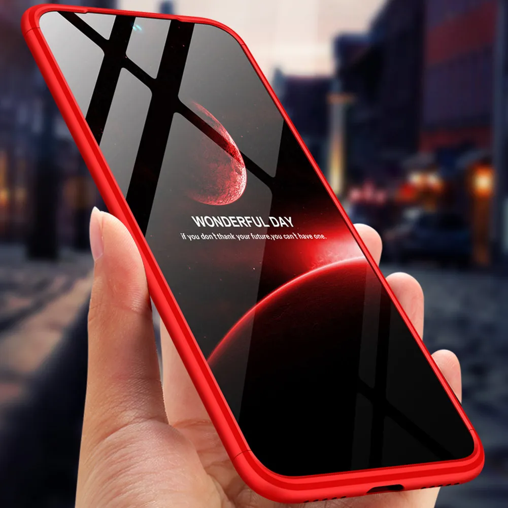 for Redmi NOTE 7 Ultra Slim PC Back Cover Non-slip Shockproof 360 Degree Full Protective Case red_Redmi NOTE 7