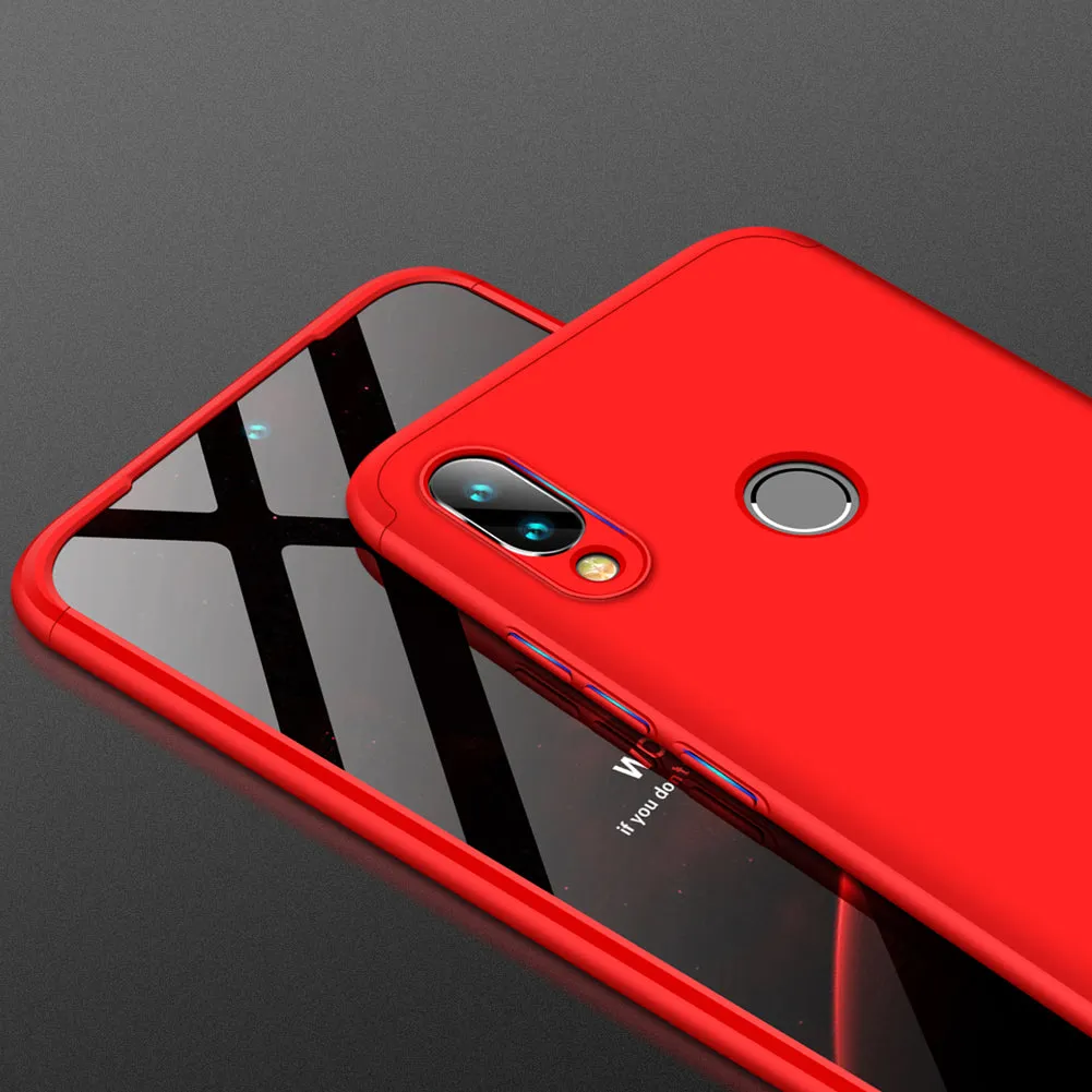 for Redmi NOTE 7 Ultra Slim PC Back Cover Non-slip Shockproof 360 Degree Full Protective Case red_Redmi NOTE 7