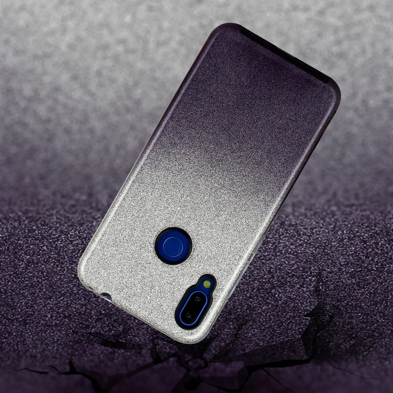 For Redmi Note 7/Note 7 pro/Note 8/Note 8 pro/8/8A Phone Case Gradient Color Glitter Powder Phone Cover with Airbag Bracket black