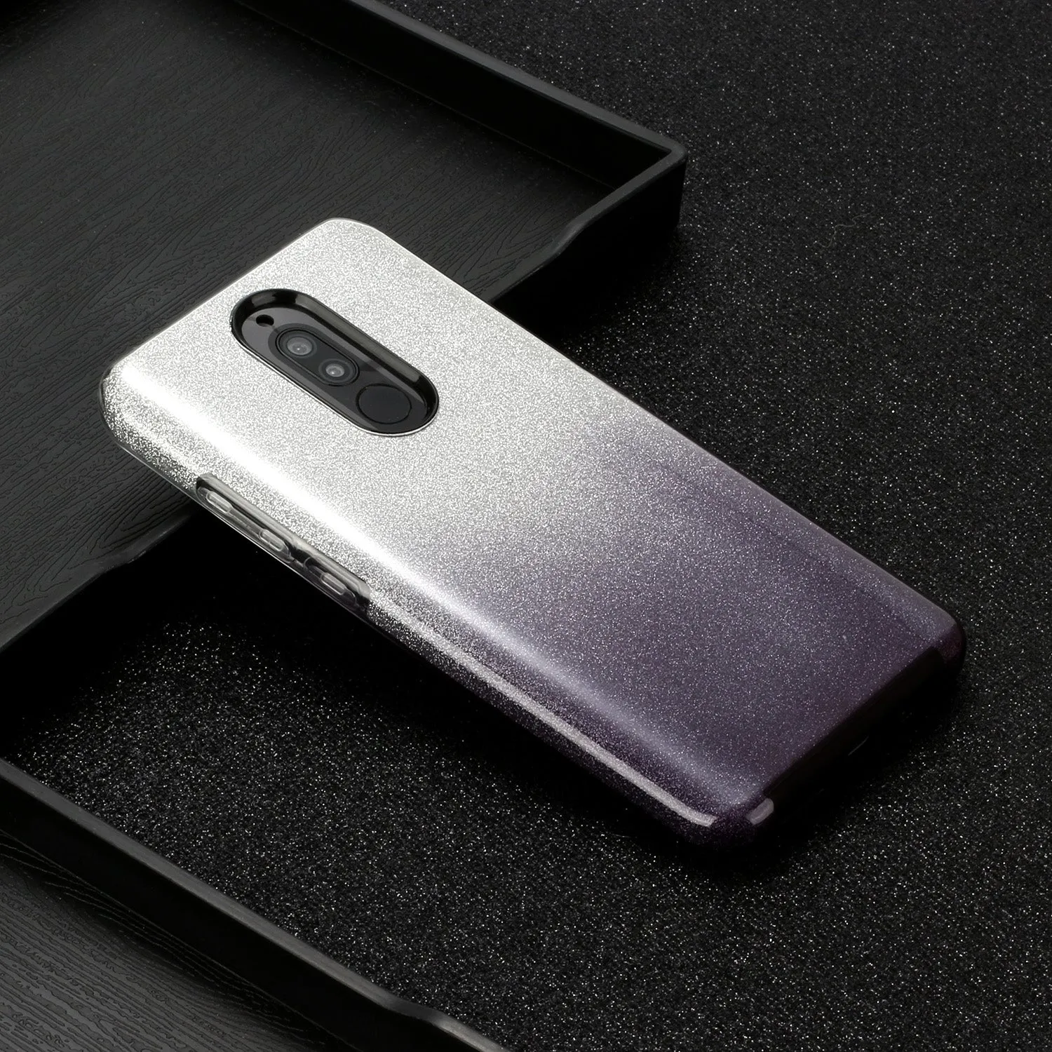 For Redmi Note 7/Note 7 pro/Note 8/Note 8 pro/8/8A Phone Case Gradient Color Glitter Powder Phone Cover with Airbag Bracket black