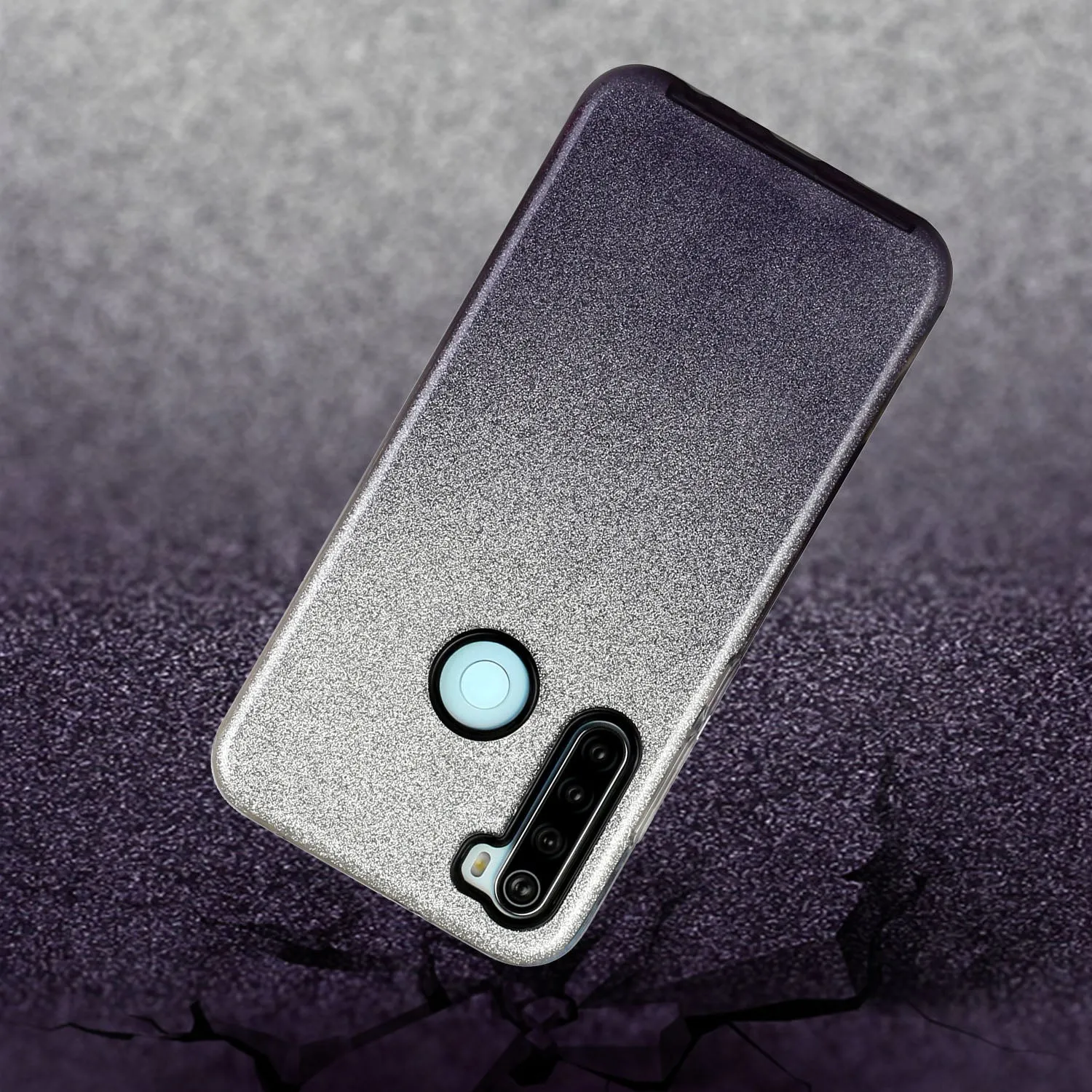 For Redmi Note 7/Note 7 pro/Note 8/Note 8 pro/8/8A Phone Case Gradient Color Glitter Powder Phone Cover with Airbag Bracket black