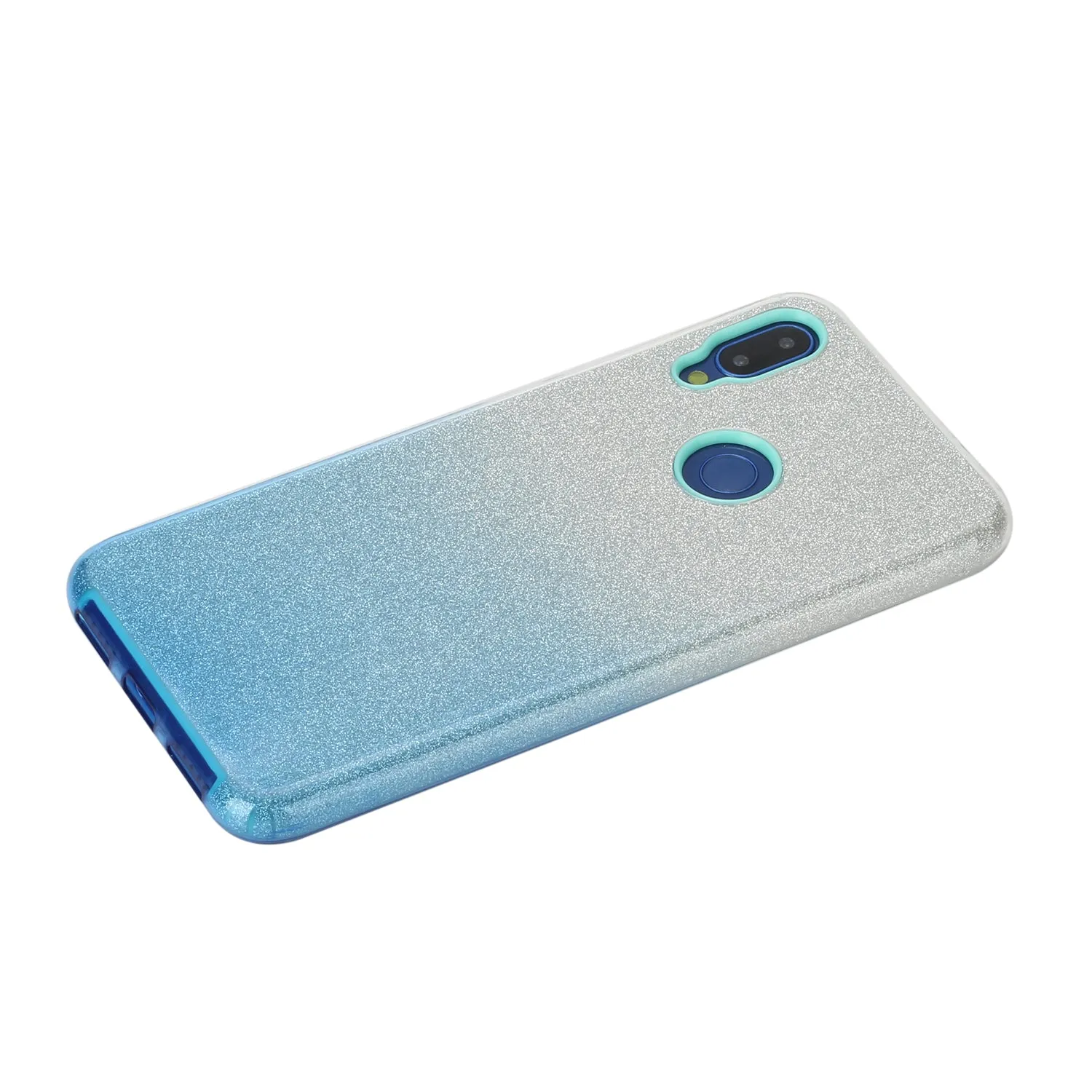 For Redmi Note 7/Note 7 pro/Note 8/Note 8 pro/8/8A Phone Case Gradient Color Glitter Powder Phone Cover with Airbag Bracket blue