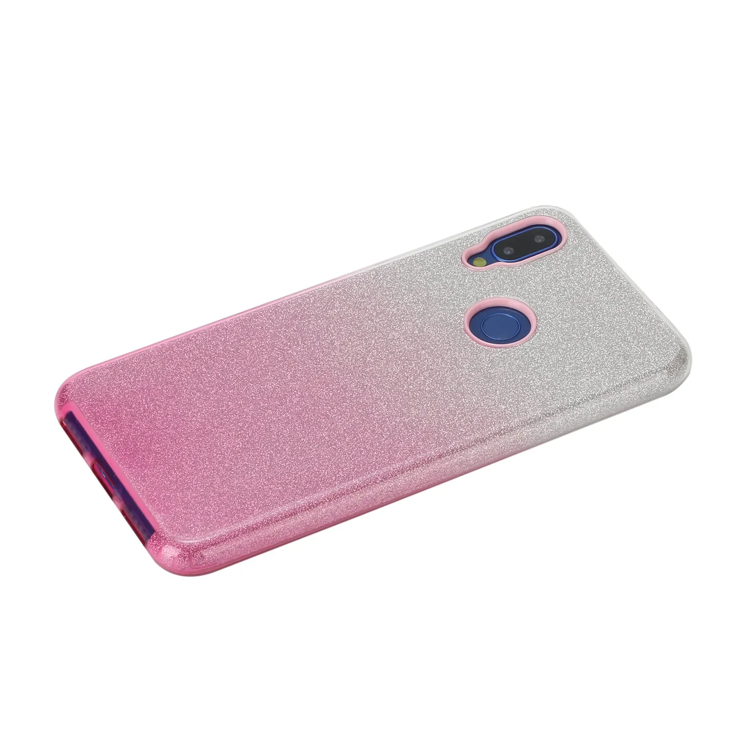 For Redmi Note 7/Note 7 pro/Note 8/Note 8 pro/8/8A Phone Case Gradient Color Glitter Powder Phone Cover with Airbag Bracket blue