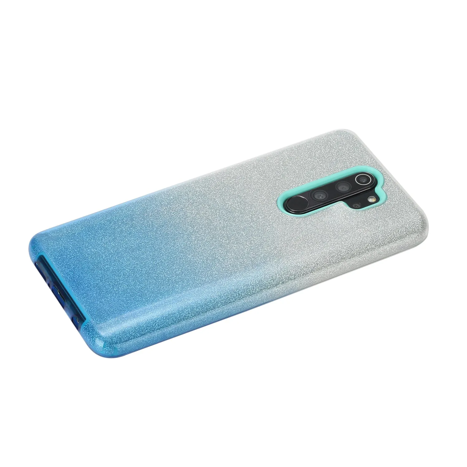 For Redmi Note 7/Note 7 pro/Note 8/Note 8 pro/8/8A Phone Case Gradient Color Glitter Powder Phone Cover with Airbag Bracket blue