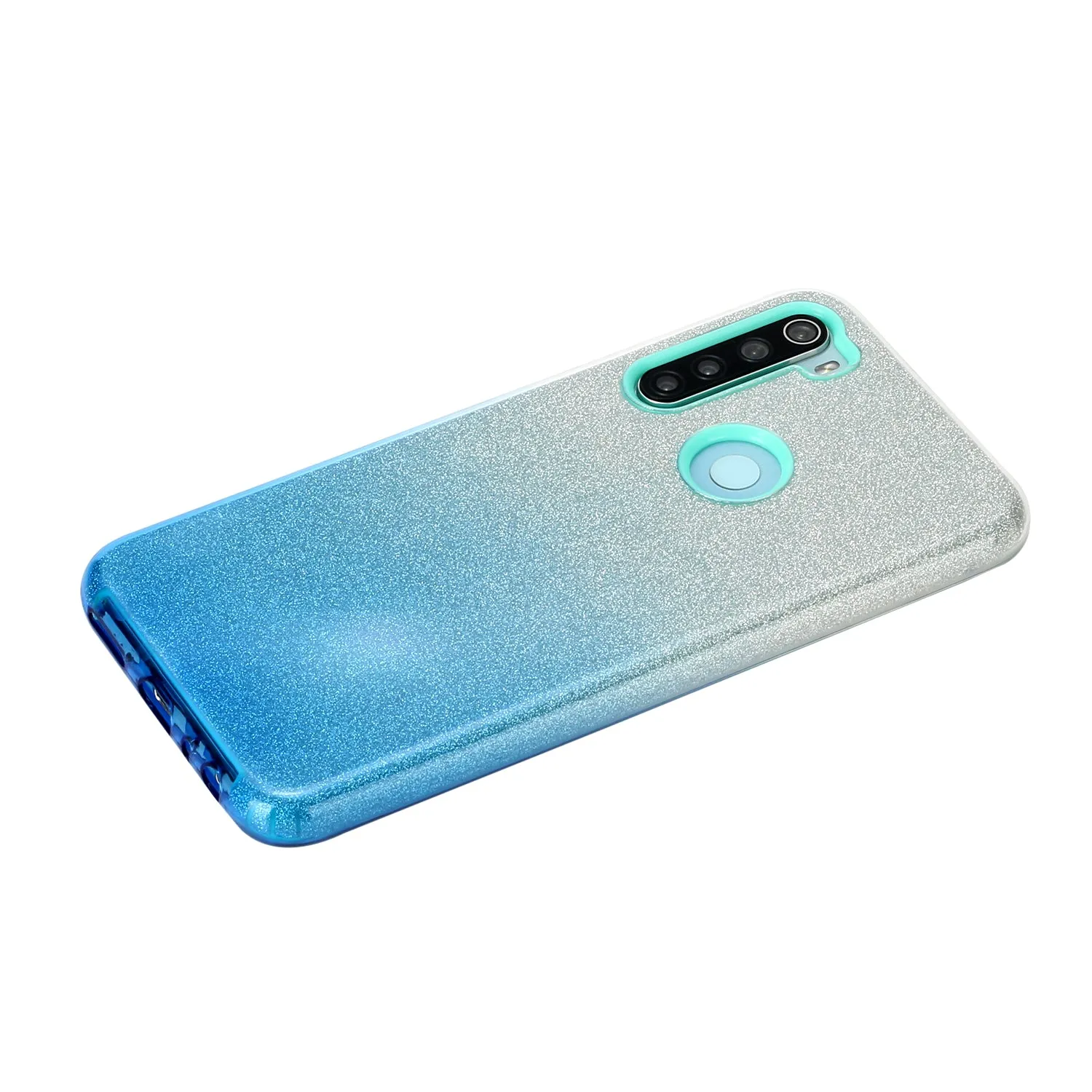For Redmi Note 7/Note 7 pro/Note 8/Note 8 pro/8/8A Phone Case Gradient Color Glitter Powder Phone Cover with Airbag Bracket blue