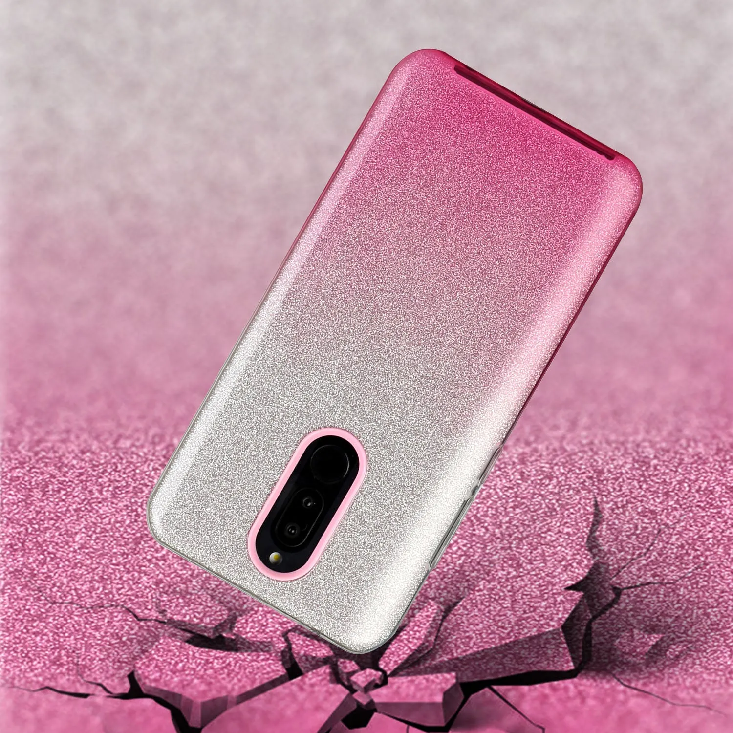 For Redmi Note 7/Note 7 pro/Note 8/Note 8 pro/8/8A Phone Case Gradient Color Glitter Powder Phone Cover with Airbag Bracket Pink