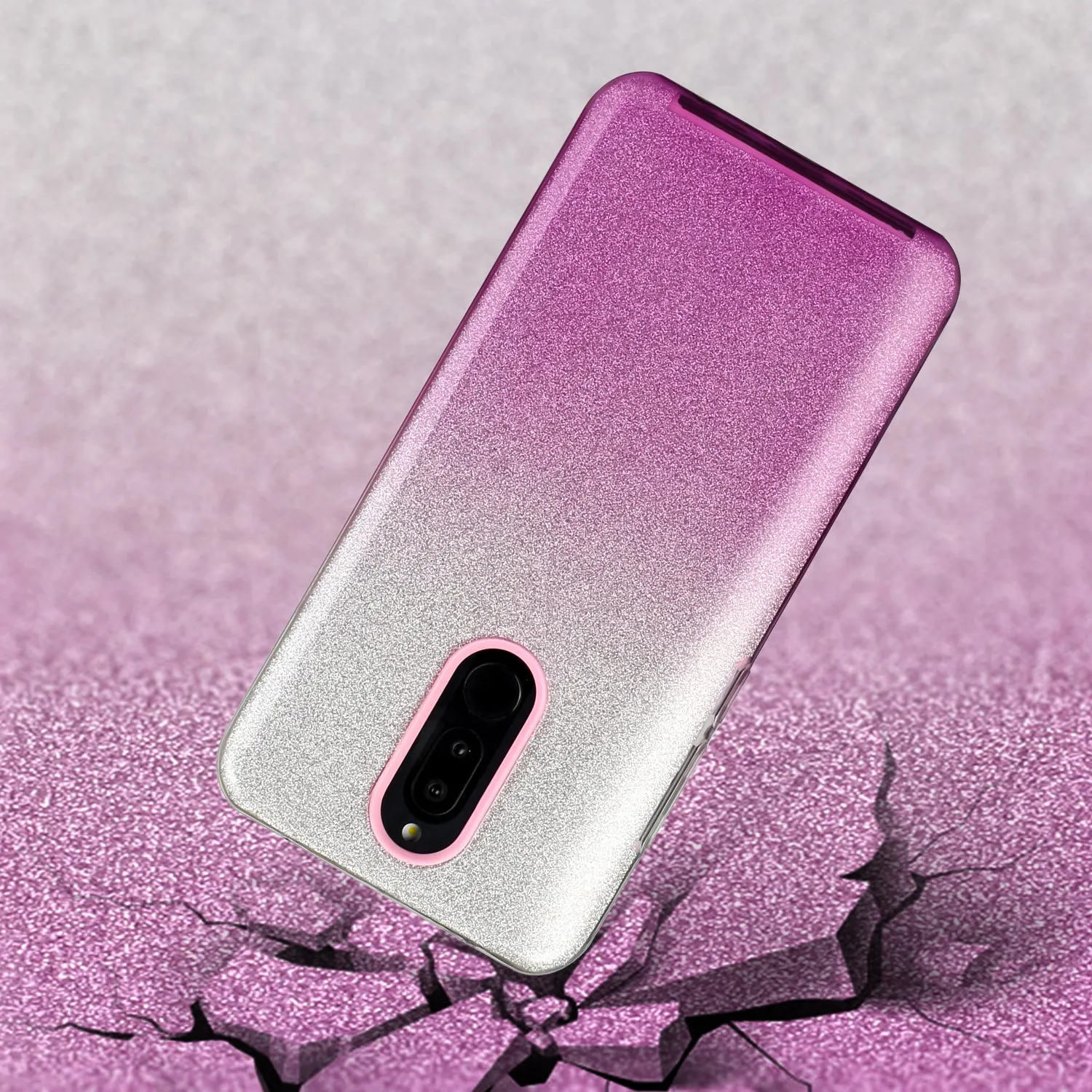 For Redmi Note 7/Note 7 pro/Note 8/Note 8 pro/8/8A Phone Case Gradient Color Glitter Powder Phone Cover with Airbag Bracket purple