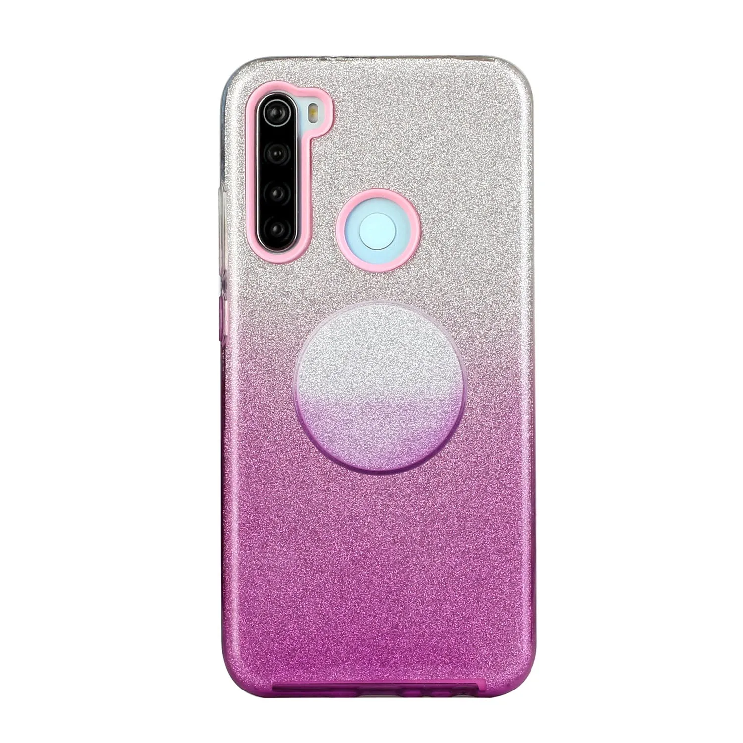 For Redmi Note 7/Note 7 pro/Note 8/Note 8 pro/8/8A Phone Case Gradient Color Glitter Powder Phone Cover with Airbag Bracket purple