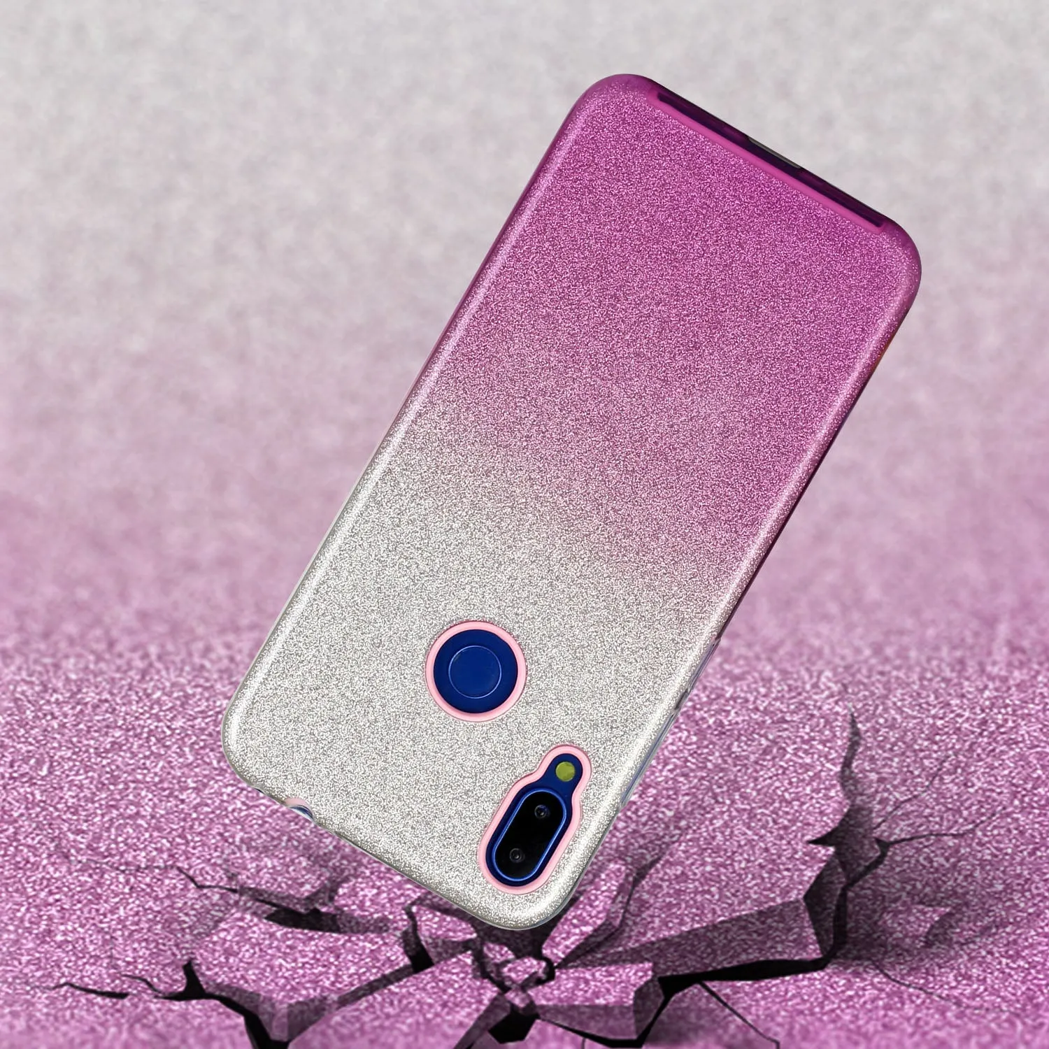 For Redmi Note 7/Note 7 pro/Note 8/Note 8 pro/8/8A Phone Case Gradient Color Glitter Powder Phone Cover with Airbag Bracket purple