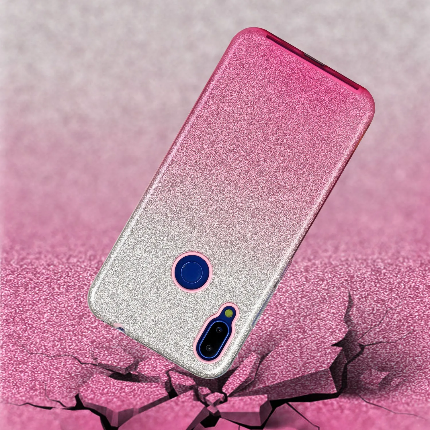 For Redmi Note 7/Note 7 pro/Note 8/Note 8 pro/8/8A Phone Case Gradient Color Glitter Powder Phone Cover with Airbag Bracket purple