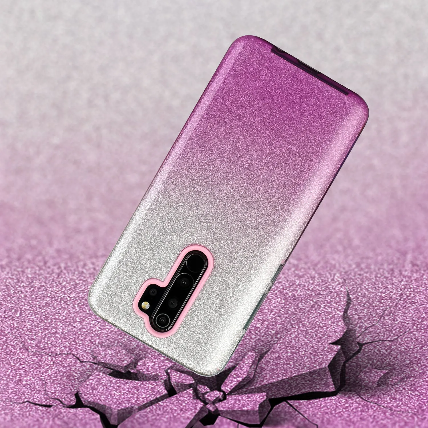 For Redmi Note 7/Note 7 pro/Note 8/Note 8 pro/8/8A Phone Case Gradient Color Glitter Powder Phone Cover with Airbag Bracket purple