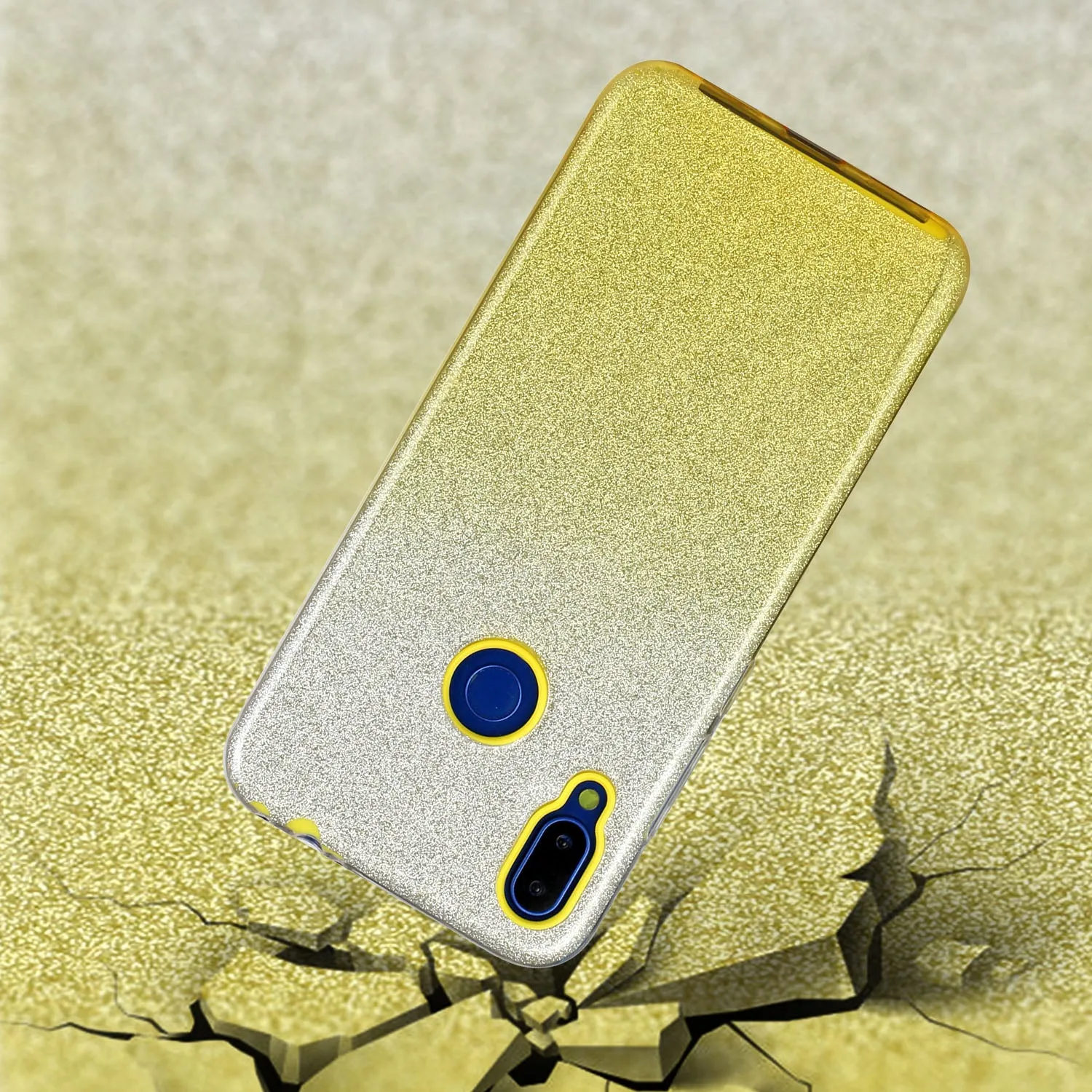 For Redmi Note 7/Note 7 pro/Note 8/Note 8 pro/8/8A Phone Case Gradient Color Glitter Powder Phone Cover with Airbag Bracket yellow