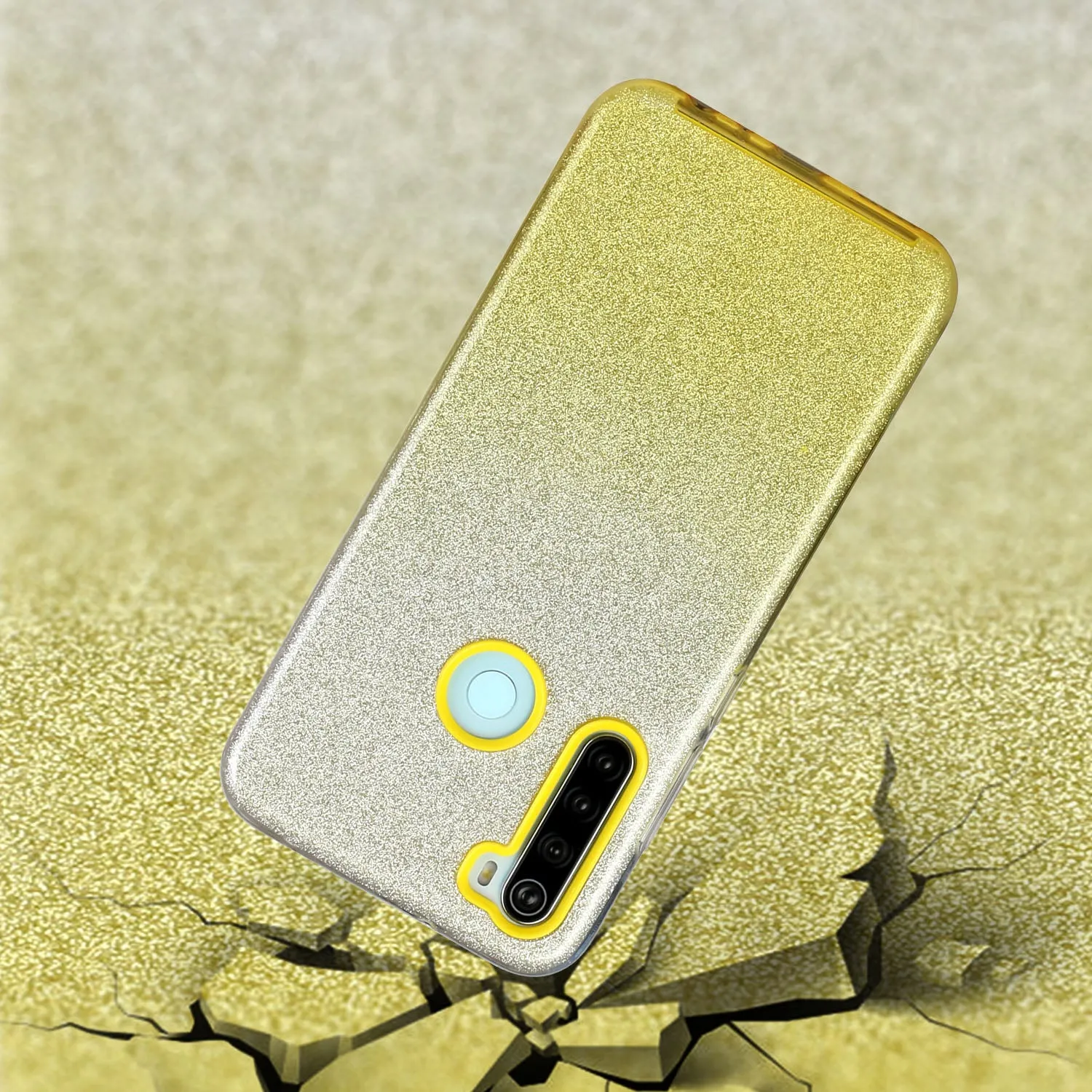 For Redmi Note 7/Note 7 pro/Note 8/Note 8 pro/8/8A Phone Case Gradient Color Glitter Powder Phone Cover with Airbag Bracket yellow