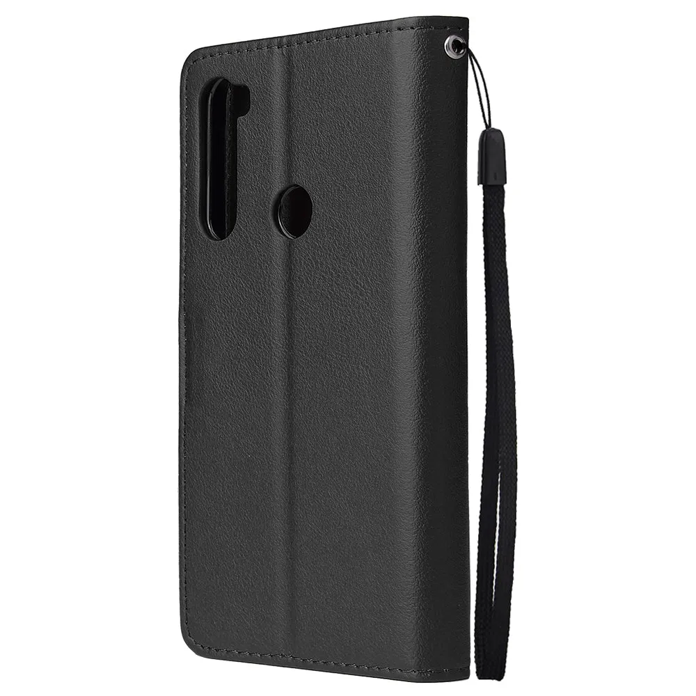 For Redmi NOTE 8 PU Leather Front Putton Protective Phone Case with 3 Cards Bracket black