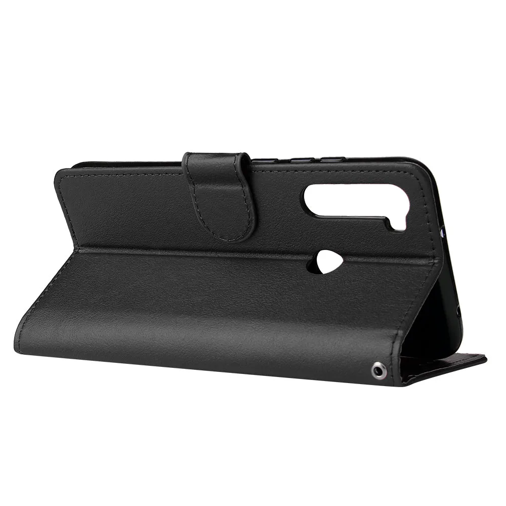 For Redmi NOTE 8 PU Leather Front Putton Protective Phone Case with 3 Cards Bracket black