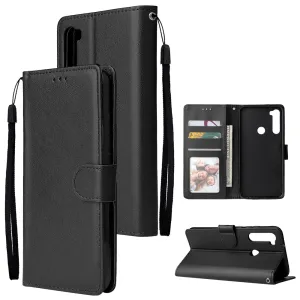 For Redmi NOTE 8 PU Leather Front Putton Protective Phone Case with 3 Cards Bracket black