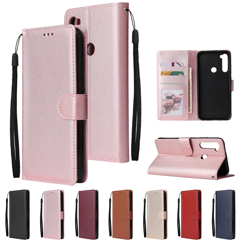 For Redmi NOTE 8 PU Leather Front Putton Protective Phone Case with 3 Cards Bracket blue