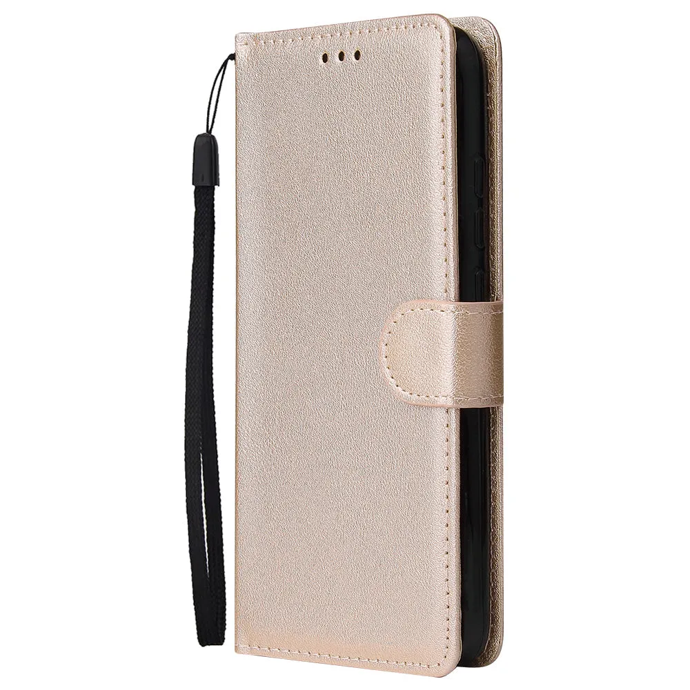For Redmi NOTE 8 PU Leather Front Putton Protective Phone Case with 3 Cards Bracket Gold