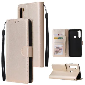 For Redmi NOTE 8 PU Leather Front Putton Protective Phone Case with 3 Cards Bracket Gold