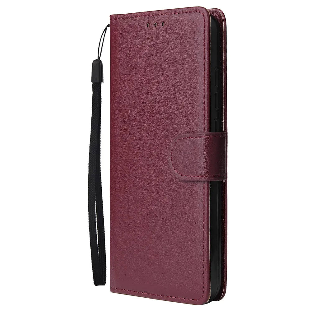 For Redmi NOTE 8 PU Leather Front Putton Protective Phone Case with 3 Cards Bracket red