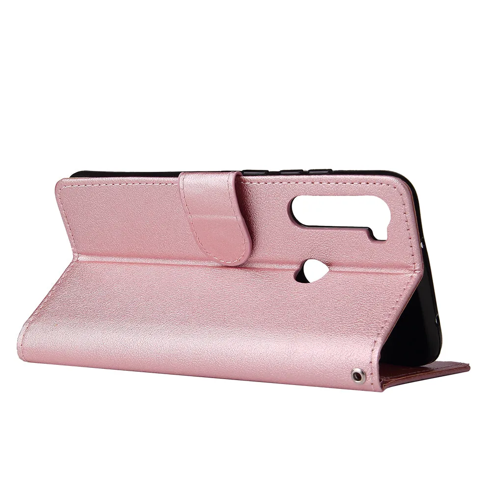 For Redmi NOTE 8 PU Leather Front Putton Protective Phone Case with 3 Cards Bracket red