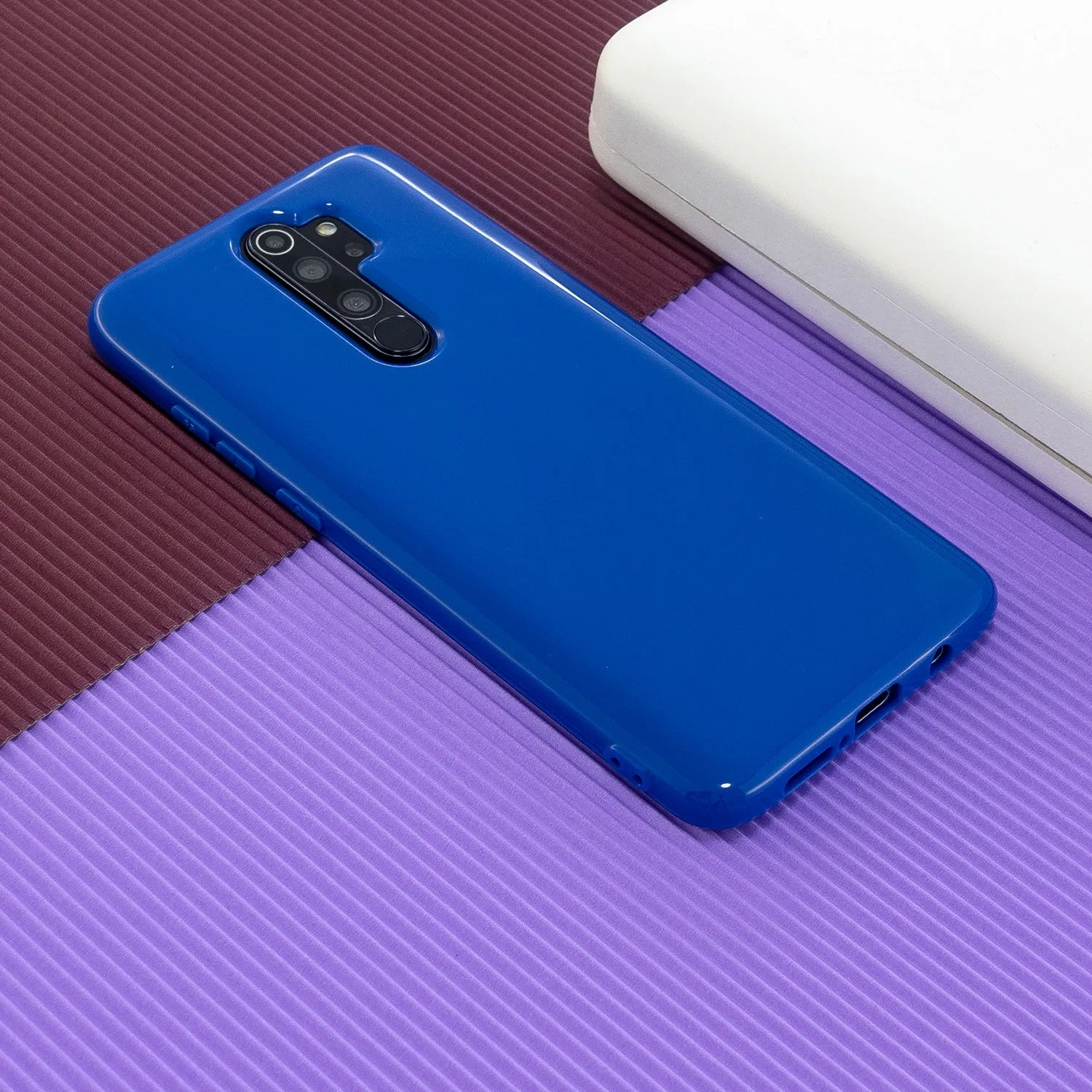 For Redmi Note 8/8 Pro Cellphone Cover 2.0mm Thickened TPU Case Camera Protector Anti-Scratch Soft Phone Shell Navy blue