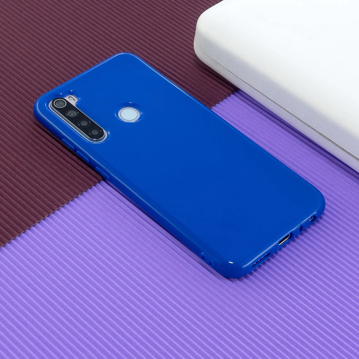 For Redmi Note 8/8 Pro Cellphone Cover 2.0mm Thickened TPU Case Camera Protector Anti-Scratch Soft Phone Shell Navy blue