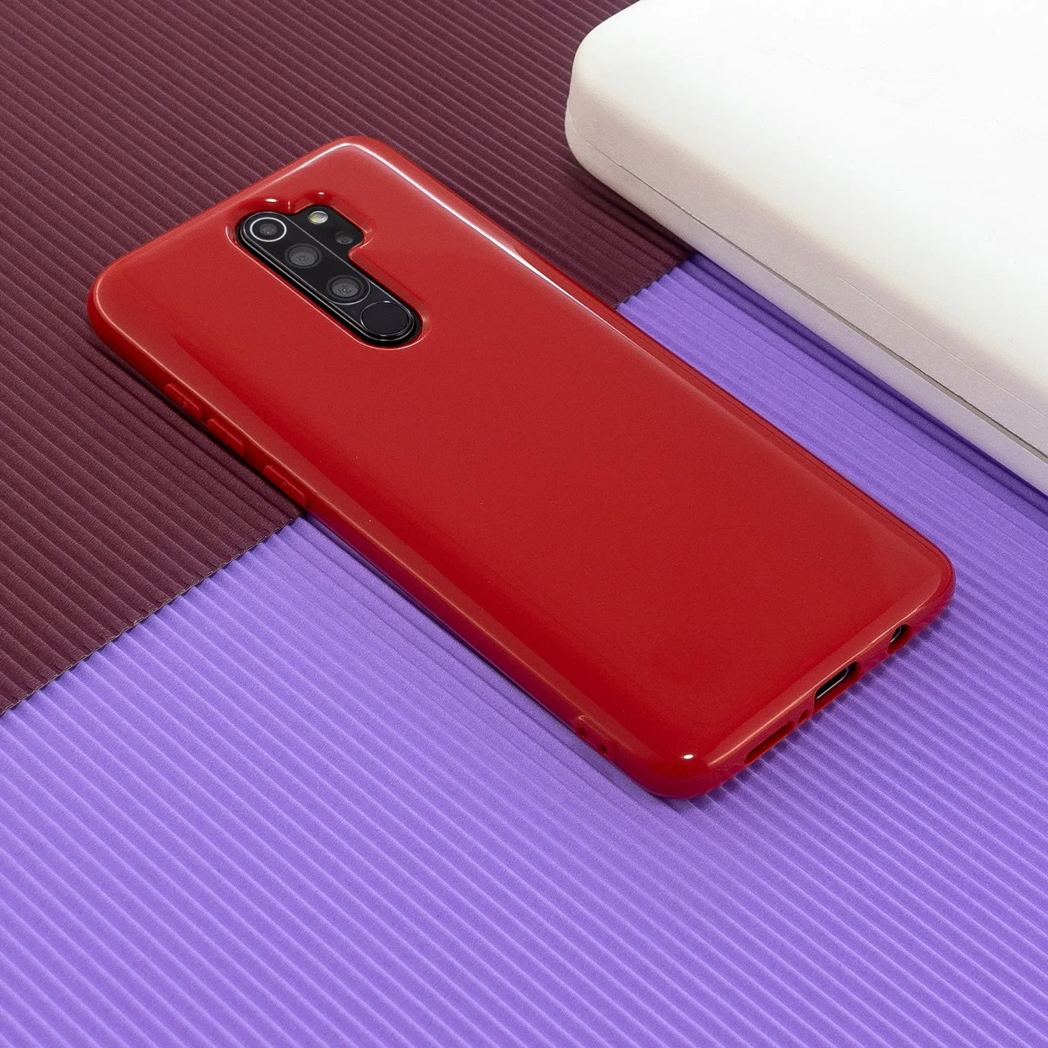 For Redmi Note 8/8 Pro Cellphone Cover 2.0mm Thickened TPU Case Camera Protector Anti-Scratch Soft Phone Shell Red