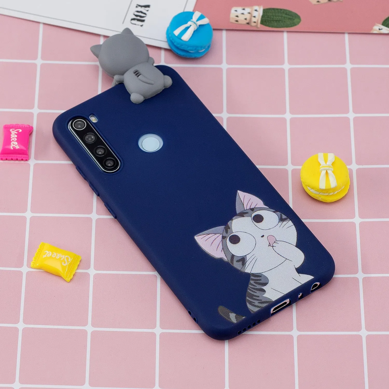 For Redmi NOTE 8T 3D Cartoon Painting Back Cover Soft TPU Mobile Phone Case Shell big face cat