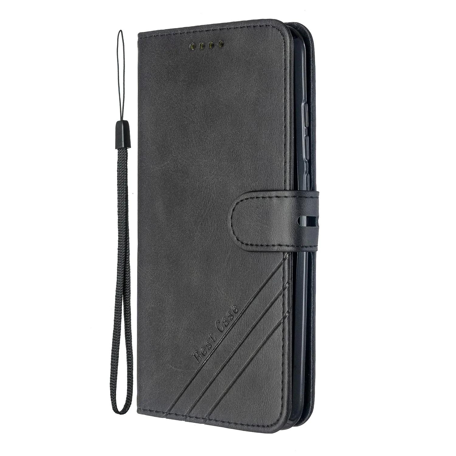 For Redmi Note 8T/Redmi 8/Redmi 8A Case Soft Leather Cover with Denim Texture Precise Cutouts Wallet Design Buckle Closure Smartphone Shell  black