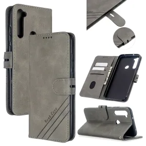 For Redmi Note 8T/Redmi 8/Redmi 8A Case Soft Leather Cover with Denim Texture Precise Cutouts Wallet Design Buckle Closure Smartphone Shell  gray