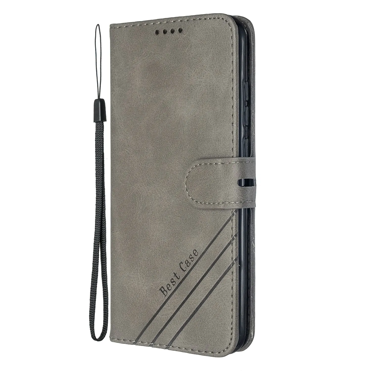For Redmi Note 8T/Redmi 8/Redmi 8A Case Soft Leather Cover with Denim Texture Precise Cutouts Wallet Design Buckle Closure Smartphone Shell  gray