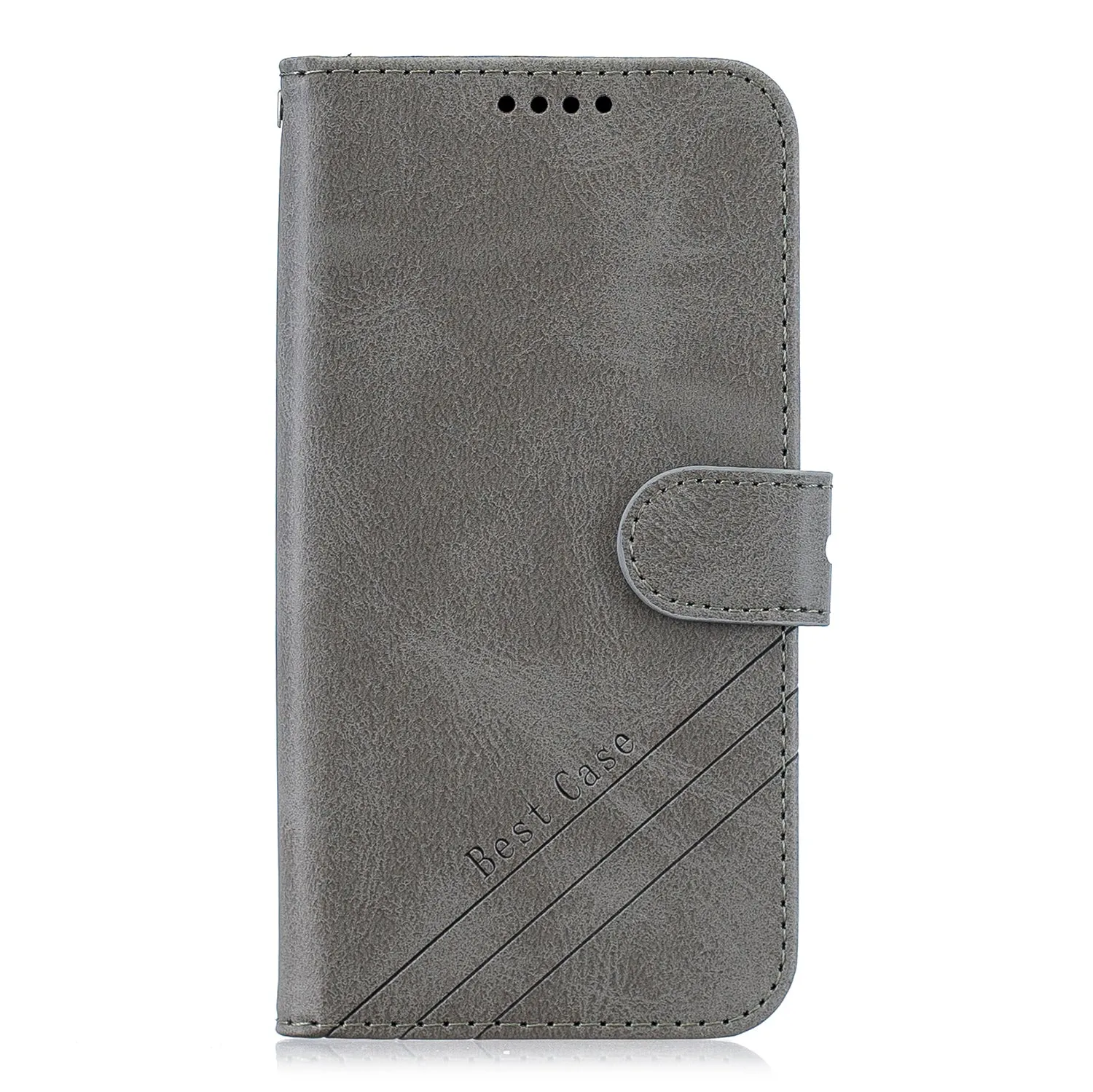 For Redmi Note 8T/Redmi 8/Redmi 8A Case Soft Leather Cover with Denim Texture Precise Cutouts Wallet Design Buckle Closure Smartphone Shell  gray