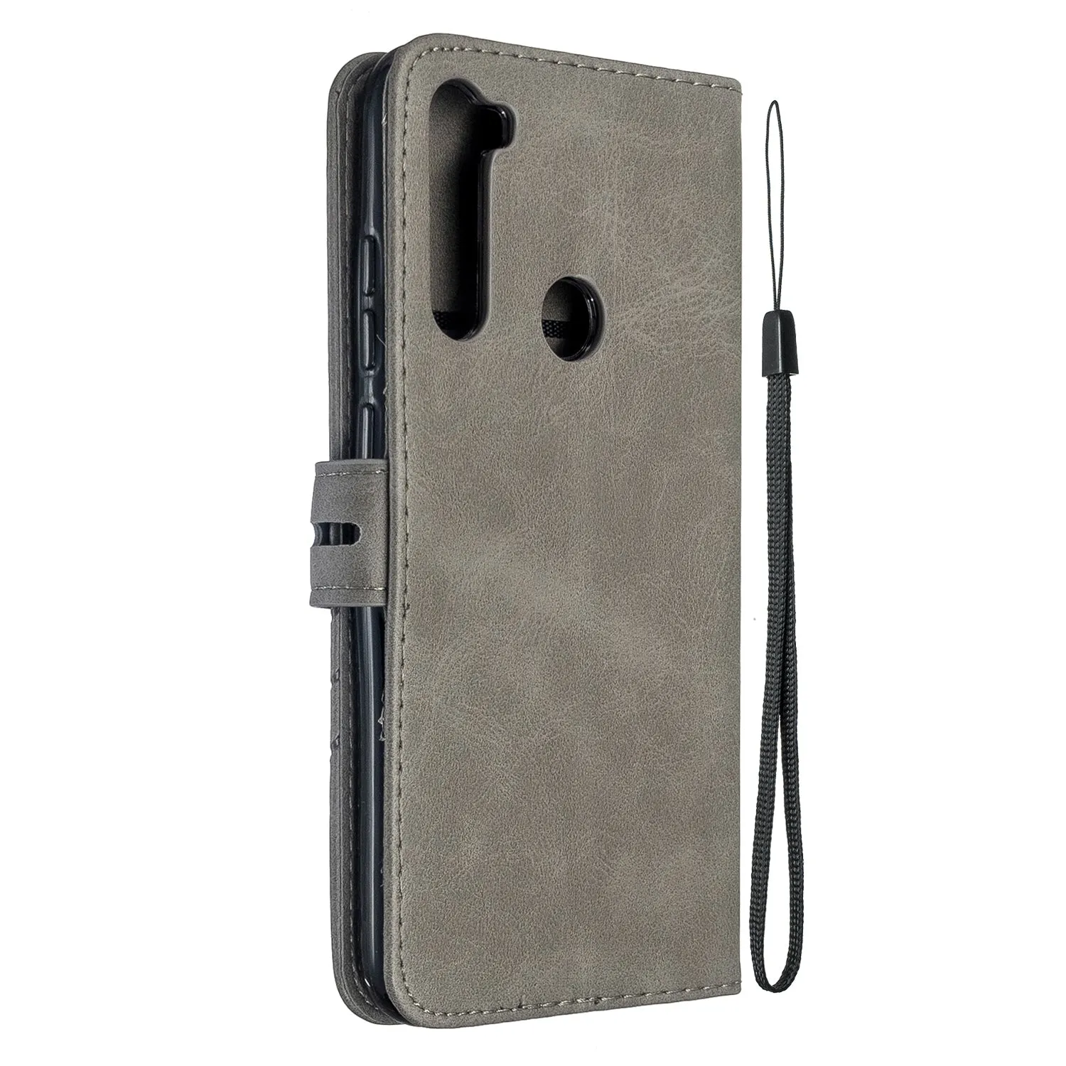 For Redmi Note 8T/Redmi 8/Redmi 8A Case Soft Leather Cover with Denim Texture Precise Cutouts Wallet Design Buckle Closure Smartphone Shell  gray