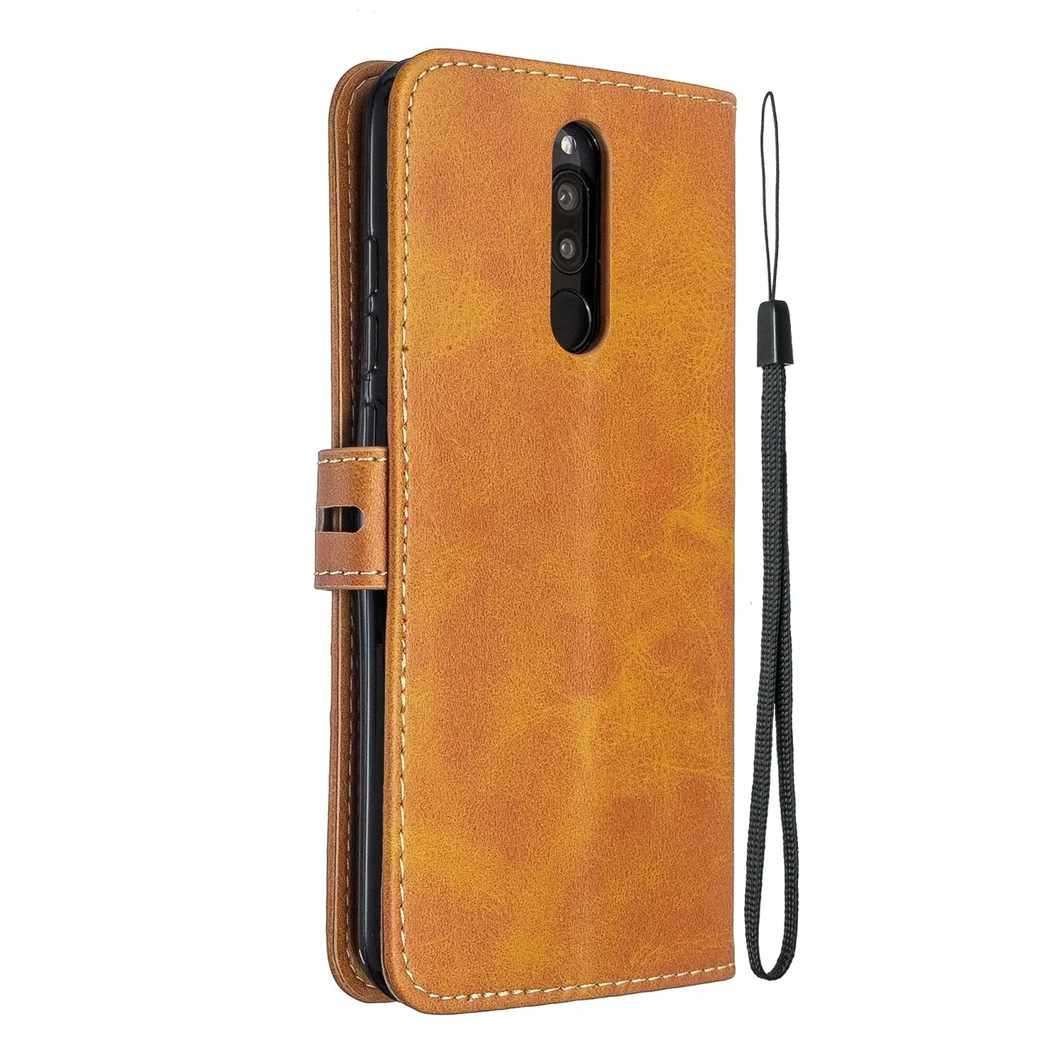 For Redmi Note 8T/Redmi 8/Redmi 8A Case Soft Leather Cover with Denim Texture Precise Cutouts Wallet Design Buckle Closure Smartphone Shell  yellow