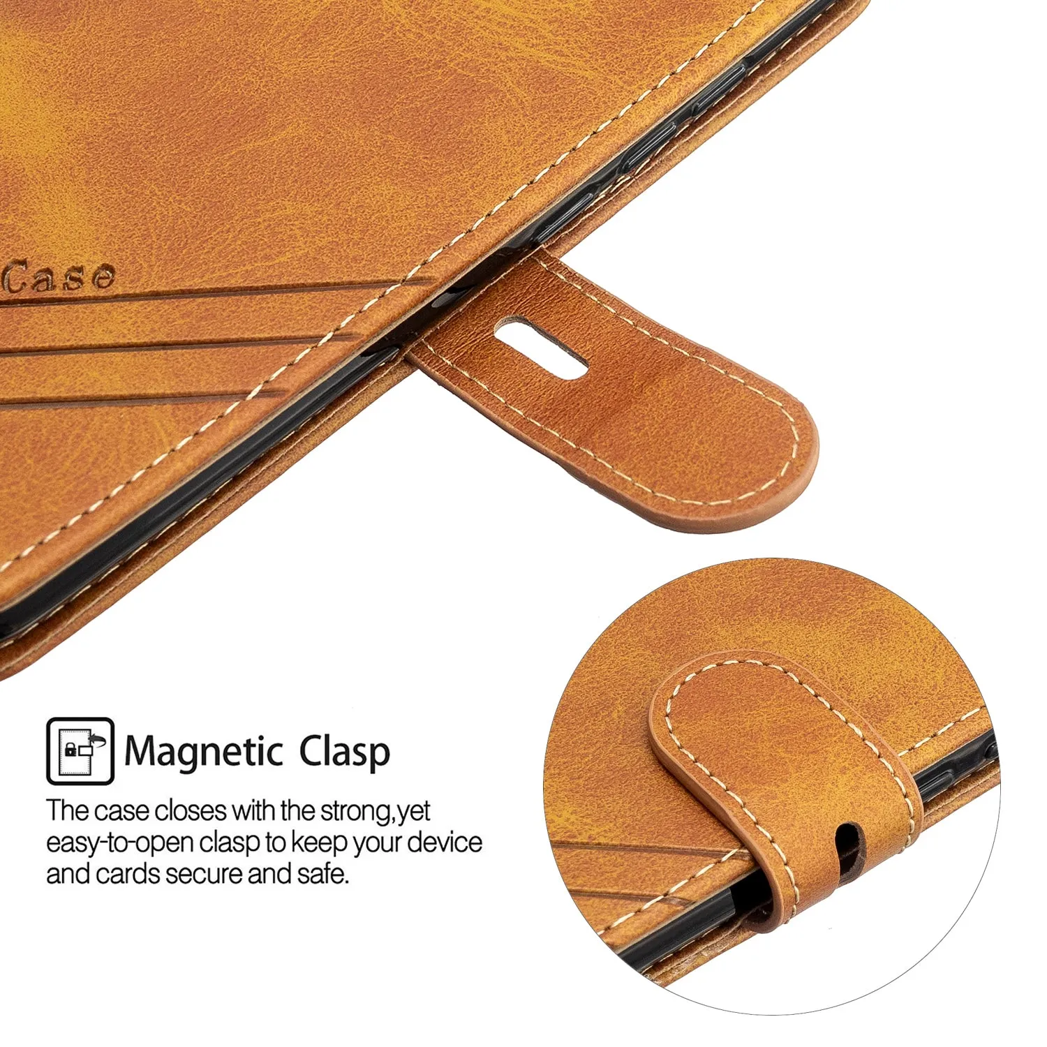 For Redmi Note 8T/Redmi 8/Redmi 8A Case Soft Leather Cover with Denim Texture Precise Cutouts Wallet Design Buckle Closure Smartphone Shell  yellow