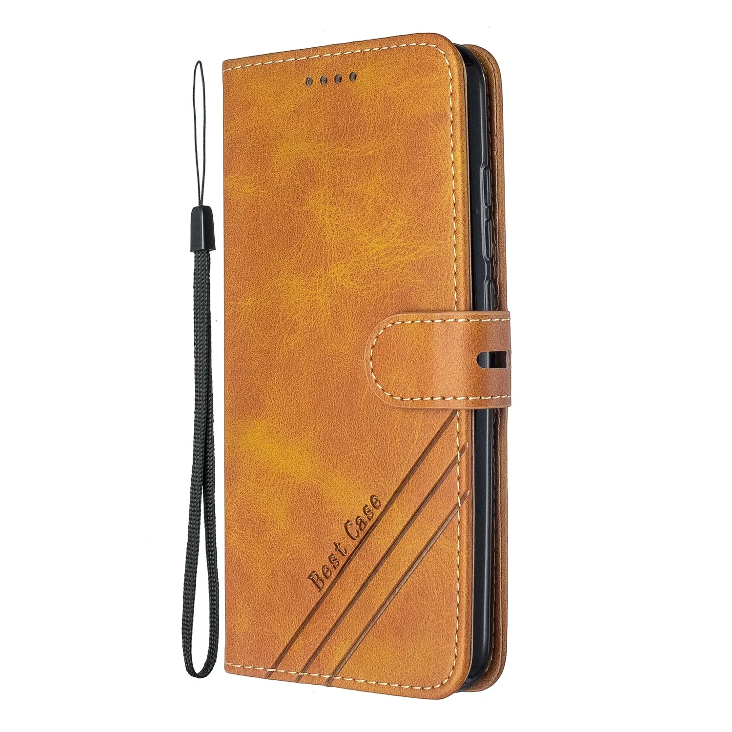 For Redmi Note 8T/Redmi 8/Redmi 8A Case Soft Leather Cover with Denim Texture Precise Cutouts Wallet Design Buckle Closure Smartphone Shell  yellow