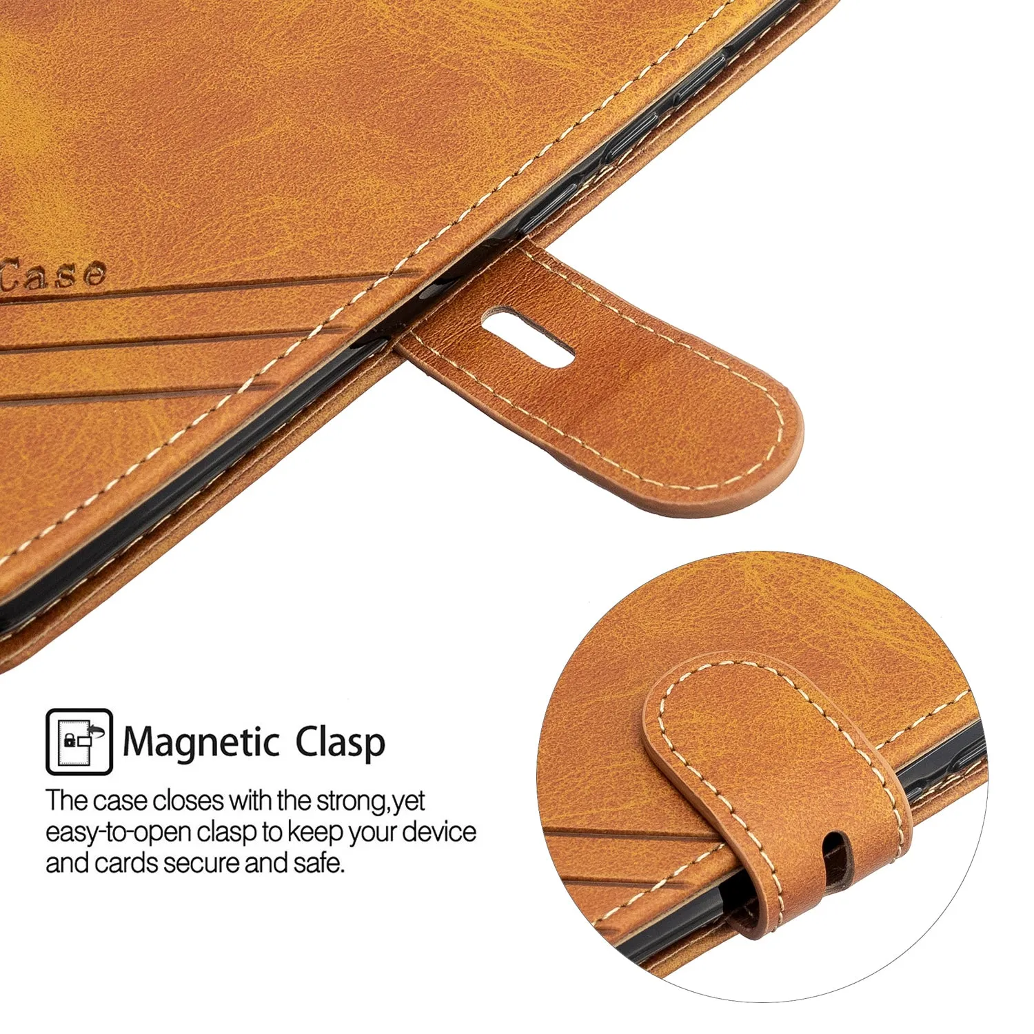 For Redmi Note 8T/Redmi 8/Redmi 8A Case Soft Leather Cover with Denim Texture Precise Cutouts Wallet Design Buckle Closure Smartphone Shell  yellow
