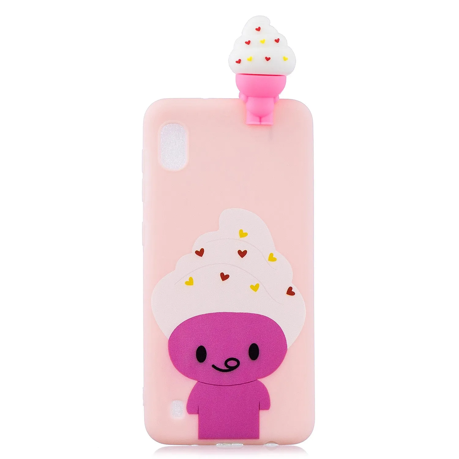 For Samsung A10 3D Cute Coloured Painted Animal TPU Anti-scratch Non-slip Protective Cover Back Case ice cream