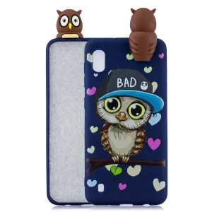 For Samsung A10 3D Cute Coloured Painted Animal TPU Anti-scratch Non-slip Protective Cover Back Case Navy blue owl