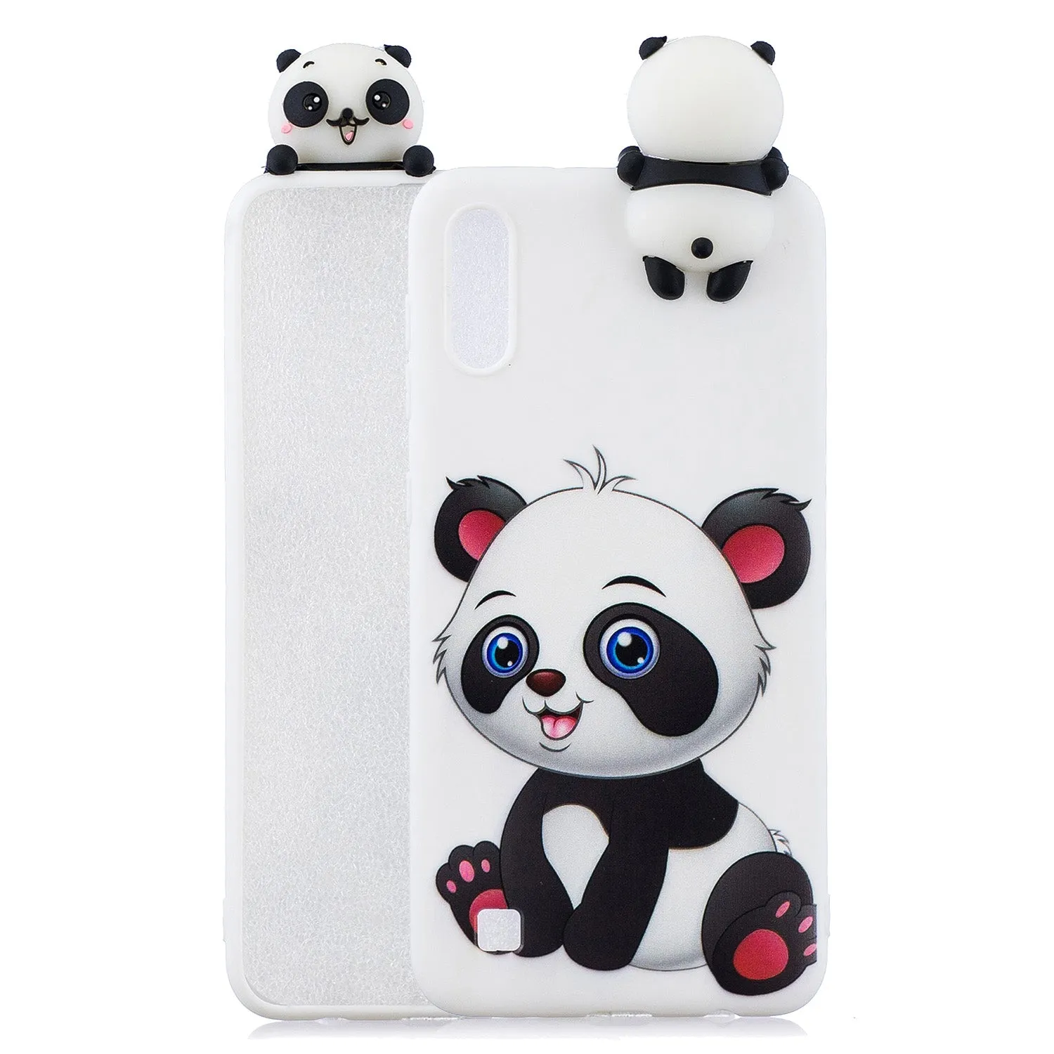 For Samsung A10 3D Cute Coloured Painted Animal TPU Anti-scratch Non-slip Protective Cover Back Case Three pandas