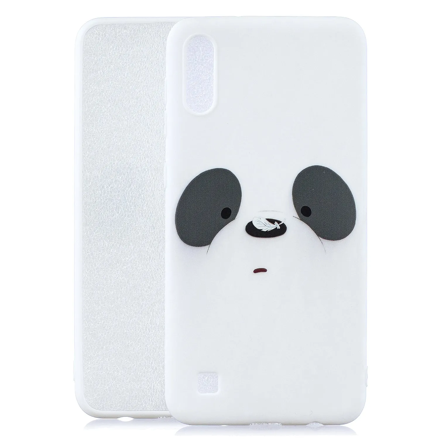 For Samsung A10 Cartoon Lovely Coloured Painted Soft TPU Back Cover Non-slip Shockproof Full Protective Case with Lanyard red