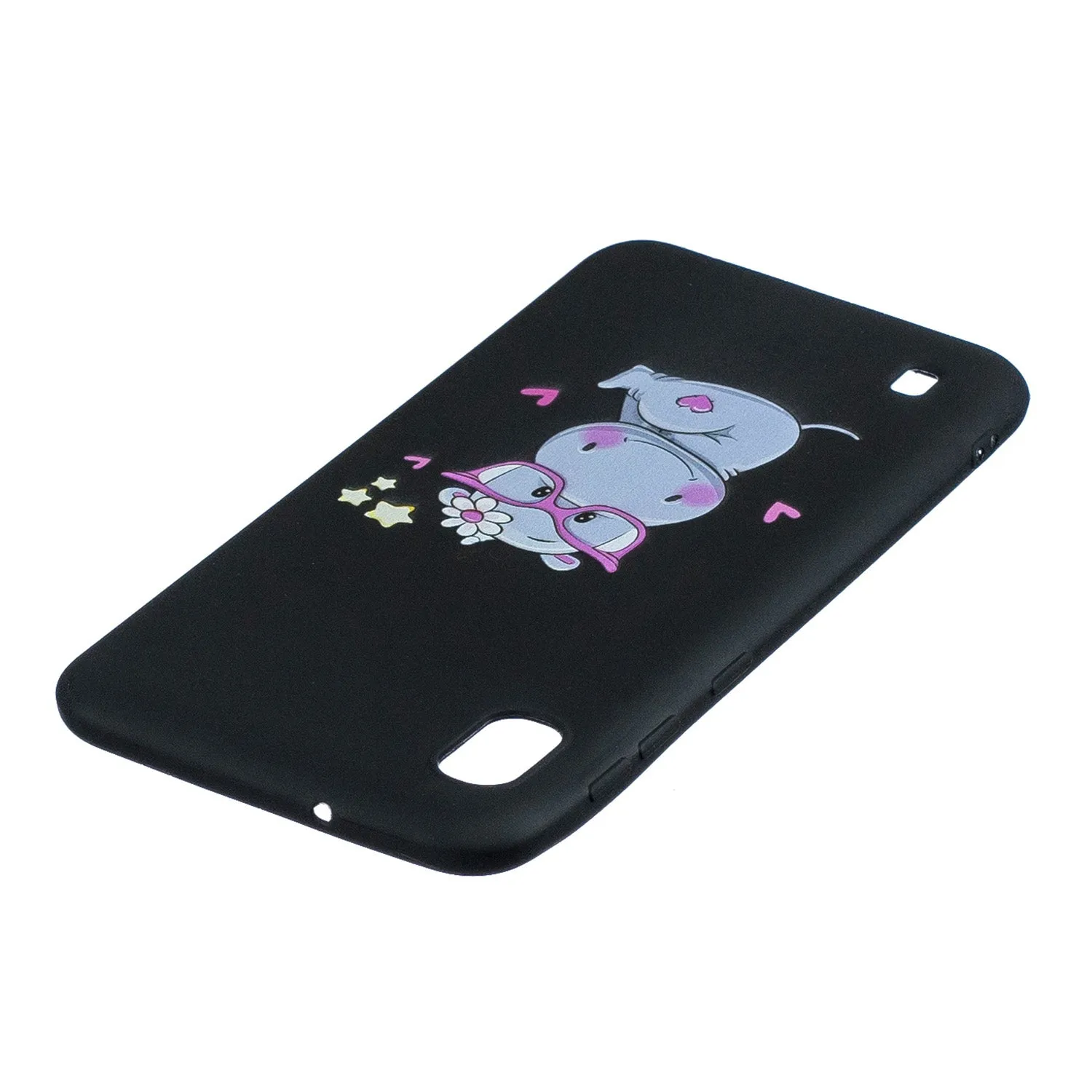 For Samsung A10 Cartoon Lovely Coloured Painted Soft TPU Back Cover Non-slip Shockproof Full Protective Case with Lanyard red