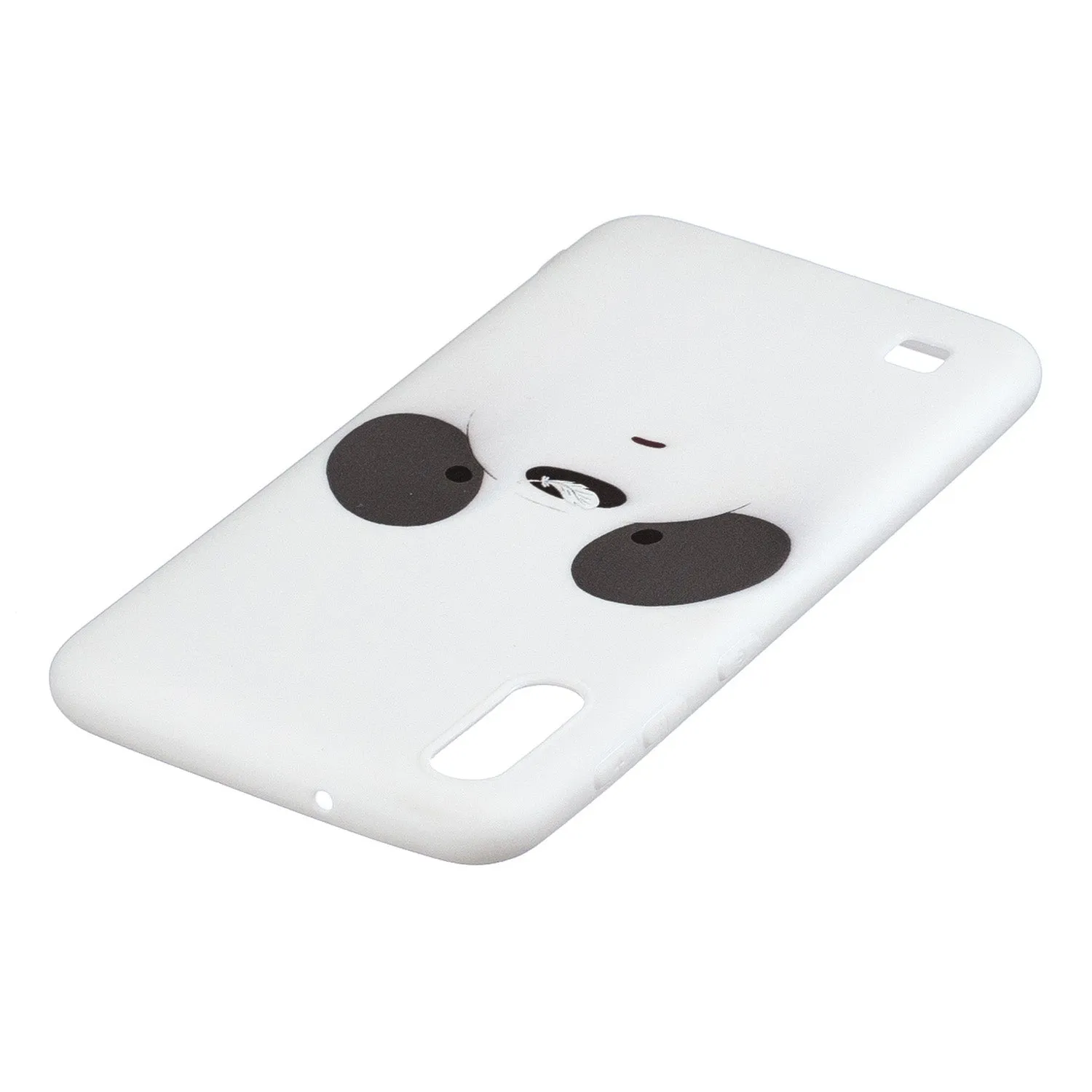 For Samsung A10 Cartoon Lovely Coloured Painted Soft TPU Back Cover Non-slip Shockproof Full Protective Case with Lanyard white