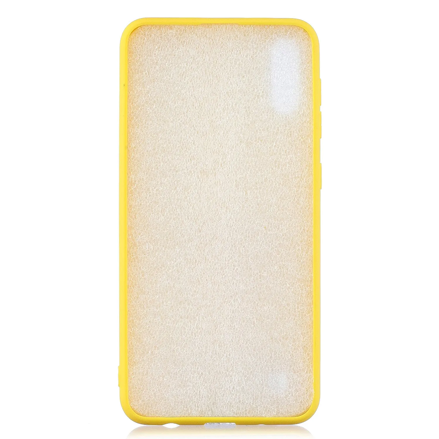 For Samsung A10 Cartoon Lovely Coloured Painted Soft TPU Back Cover Non-slip Shockproof Full Protective Case with Lanyard yellow
