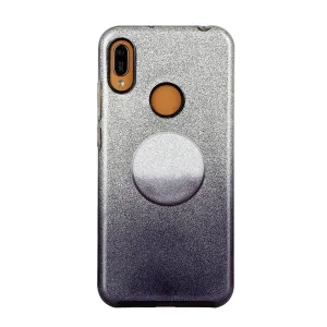 For Samsung A10/A50/A30S/A70/A20S Phone Case Gradient Color Glitter Powder Phone Cover with Airbag Bracket black
