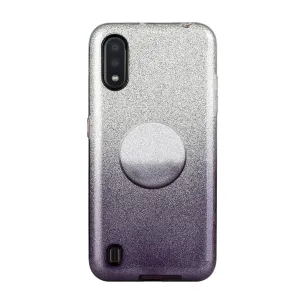 For Samsung A10/A50/A30S/A70/A20S Phone Case Gradient Color Glitter Powder Phone Cover with Airbag Bracket black